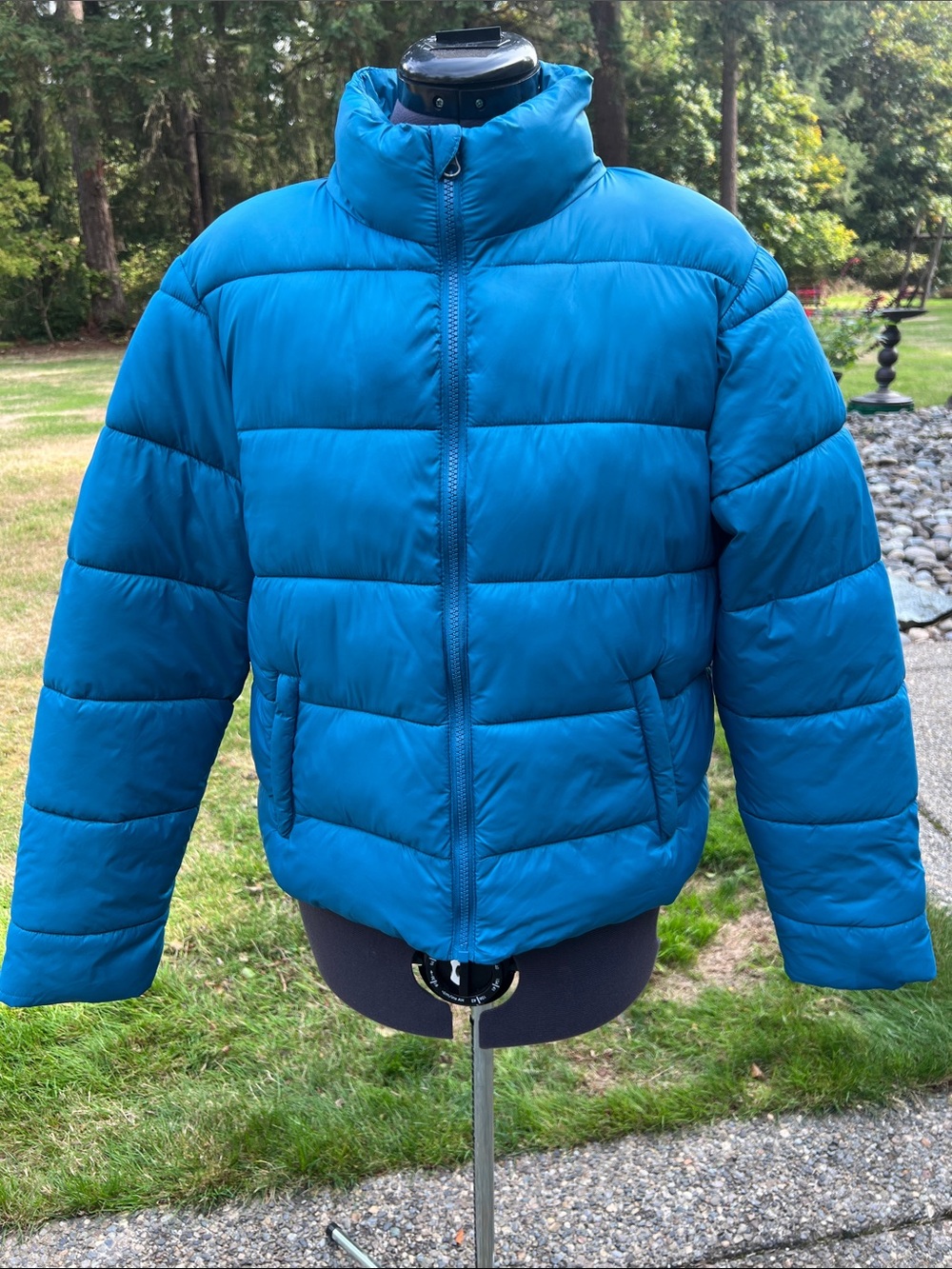 Time and Tru Teal Blue Quilted Puffer Jacket